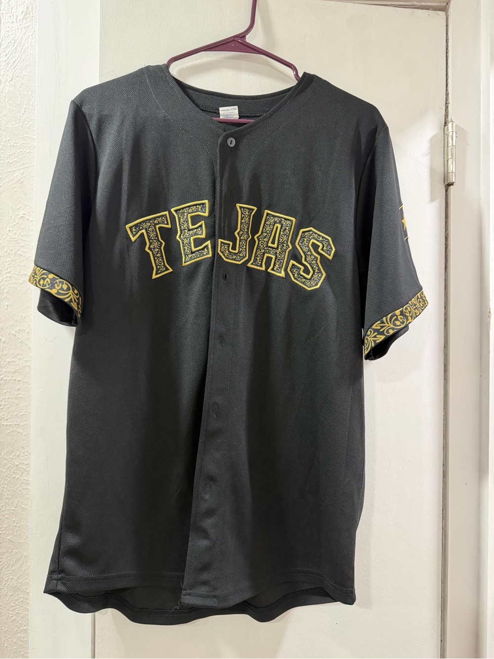 Tejas Black & Gold Short-Sleeve Baseball Jersey medium